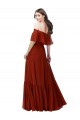 Outlet Rouge Trapèze Épaule Dénudée Mousseline Longue Robes demoiselle d'honneur