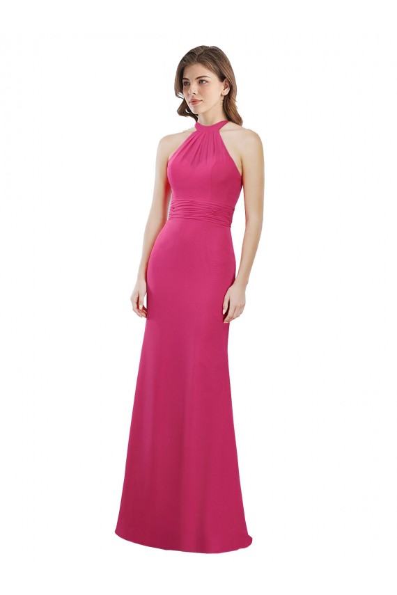 Outlet Rubis Trapèze Licou Mousseline Longue Robes demoiselle d'honneur