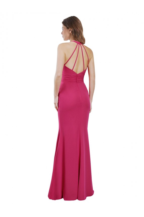 Outlet Rubis Trapèze Licou Mousseline Longue Robes demoiselle d'honneur