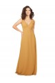 Outlet Safran Trapèze Col V Mousseline Longue Robes demoiselle d'honneur