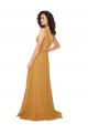 Outlet Safran Trapèze Col V Mousseline Longue Robes demoiselle d'honneur