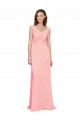 Outlet Saumon Trapèze Col V Mousseline Longue Robes demoiselle d'honneur