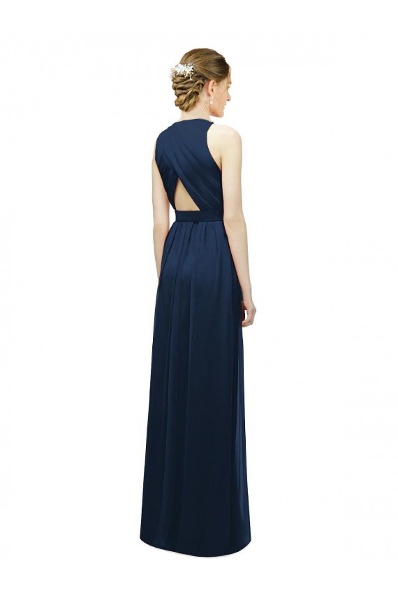 Outlet Saumon Trapèze Licou Mousseline Longue Robes demoiselle d'honneur