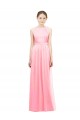 Outlet Saumon Trapèze Licou Mousseline Longue Robes demoiselle d'honneur