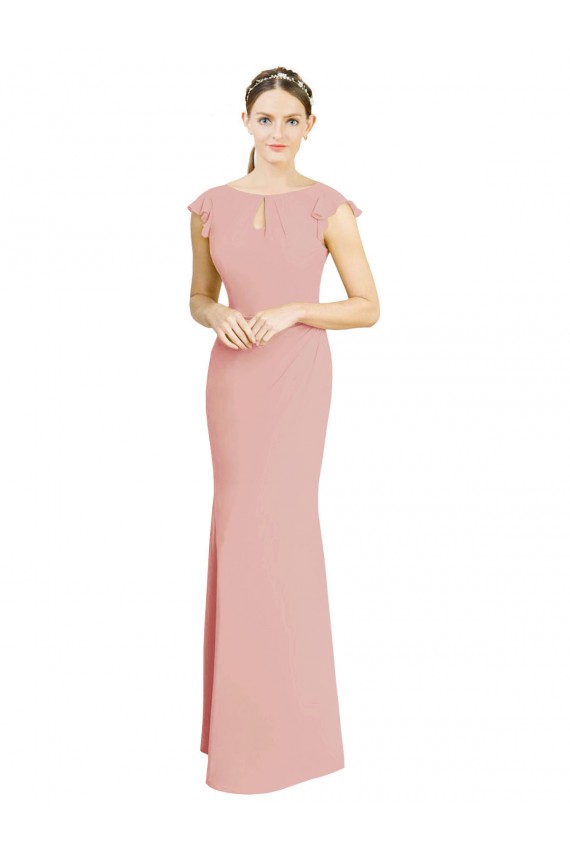 Outlet Sirène Col Bateau Col Haut Mousseline Longue Robes demoiselle d'honneur
