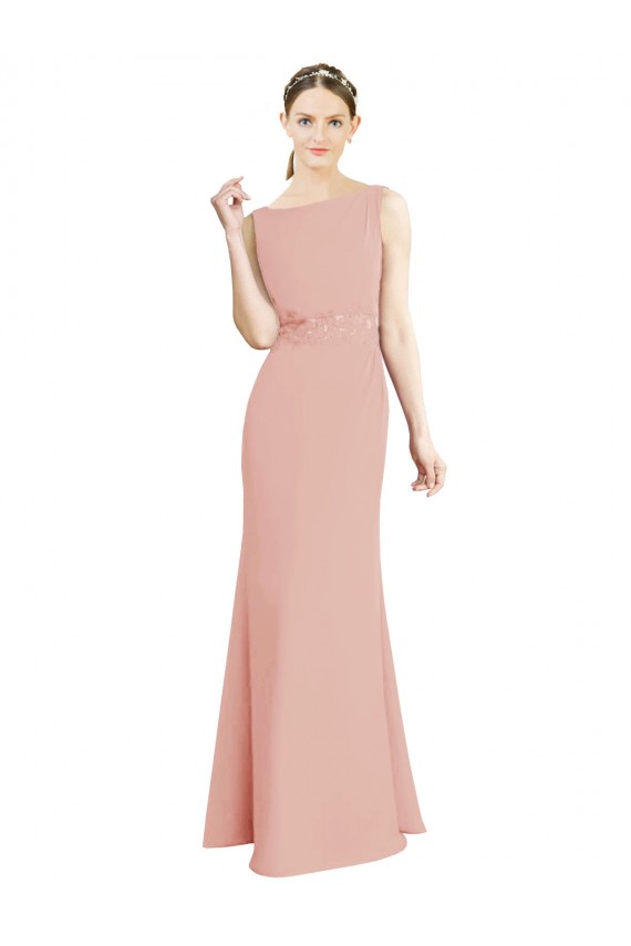 Outlet Sirène Col Bateau Col Haut Mousseline Longue Robes demoiselle d'honneur