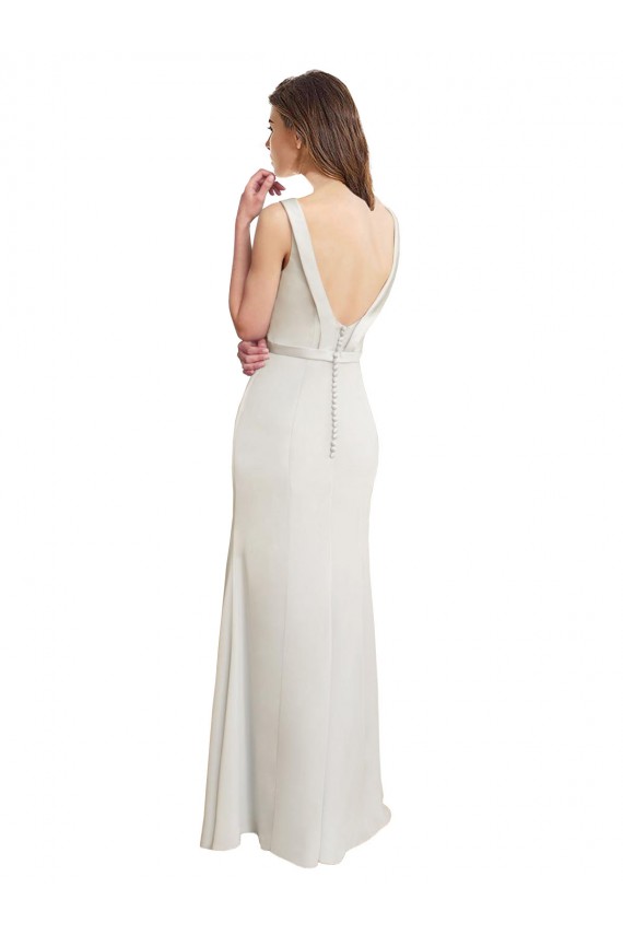Outlet Sirène Col Bateau Col Haut Mousseline Satiné Longue Robes demoiselle d'honneur