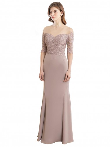 Outlet Sirène Col Haut Mousseline Dentelle Longue Robes demoiselle d'honneur
