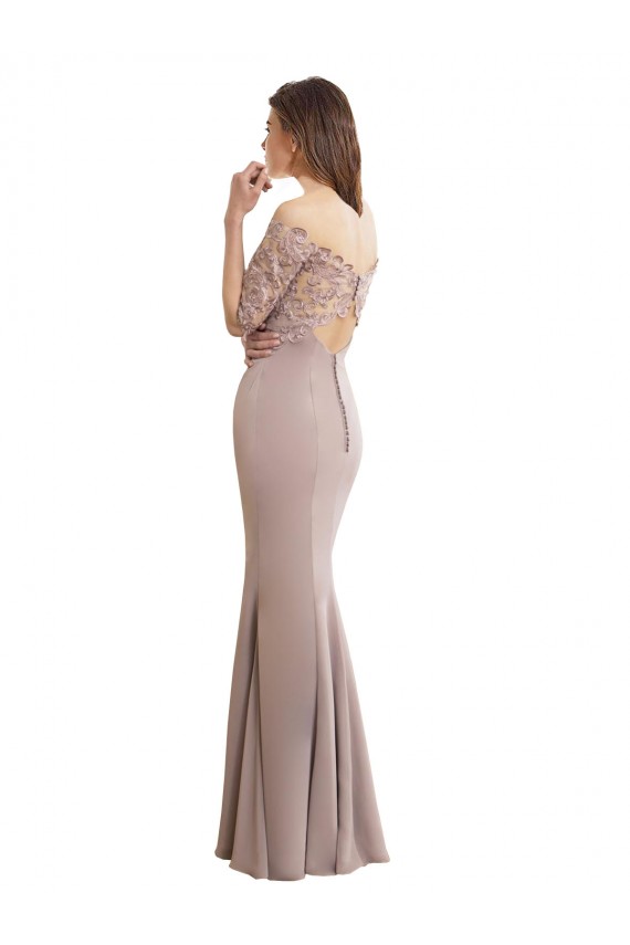 Outlet Sirène Col Haut Mousseline Dentelle Longue Robes demoiselle d'honneur