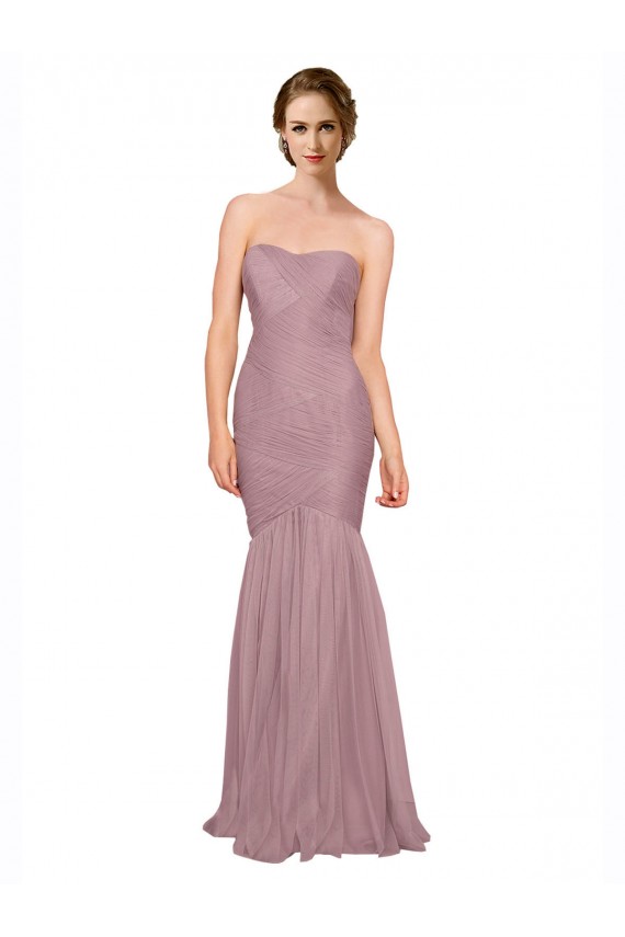 Outlet Sirène Sans bretelle Tulle Longue Robes demoiselle d'honneur
