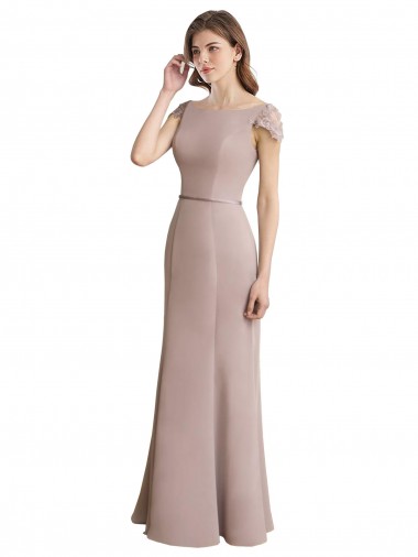 Outlet Sirène Scoop Col Haut Mousseline Dentelle Longue Robes demoiselle d'honneur