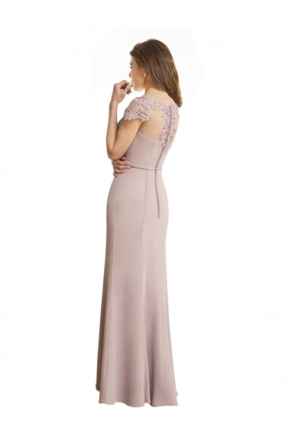 Outlet Sirène Scoop Col Haut Mousseline Dentelle Longue Robes demoiselle d'honneur