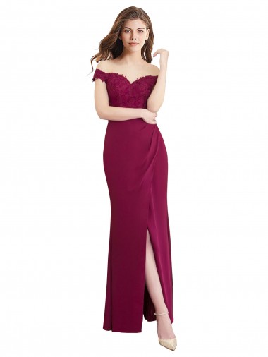 Outlet Sirène Épaule Dénudée Mousseline Dentelle Longue Robes demoiselle d'honneur
