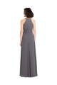 Outlet Stormy Silver Trapèze Licou Mousseline Dentelle Longue Robes demoiselle d'honneur
