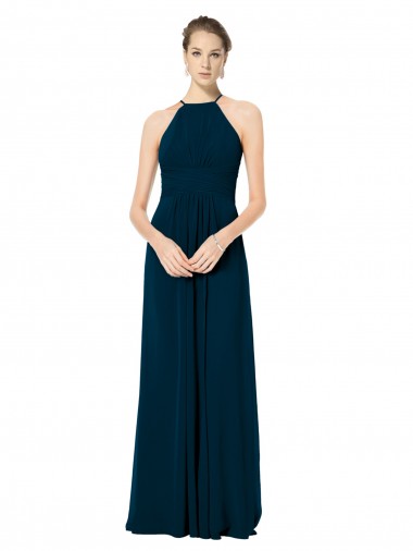 Outlet Trapèze Bretelles spaghetti Mousseline Longue Robes demoiselle d'honneur