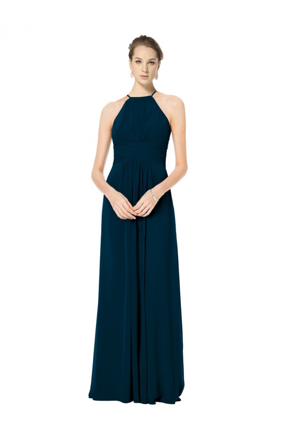 Outlet Trapèze Bretelles spaghetti Mousseline Longue Robes demoiselle d'honneur