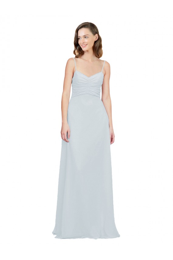 Outlet Trapèze Bretelles spaghetti Mousseline Longue Robes demoiselle d'honneur