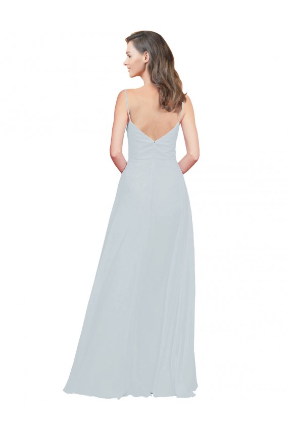 Outlet Trapèze Bretelles spaghetti Mousseline Longue Robes demoiselle d'honneur