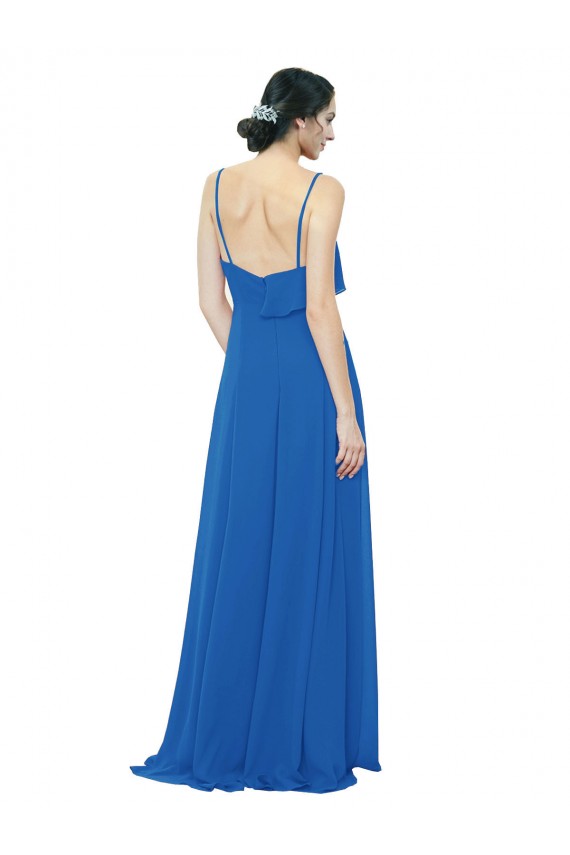 Outlet Trapèze Bretelles spaghetti Mousseline Longue Robes demoiselle d'honneur