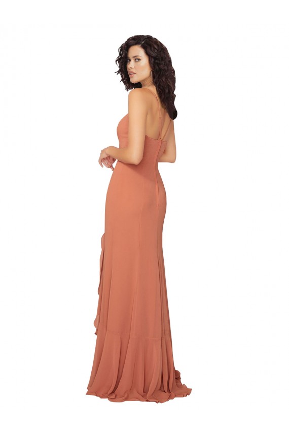 Outlet Trapèze Col Carré Mousseline Longue Robes demoiselle d'honneur