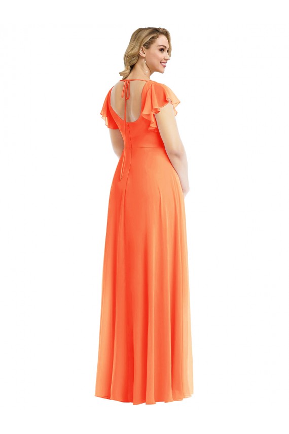 Outlet Trapèze Col Carré Mousseline Longue Robes demoiselle d'honneur