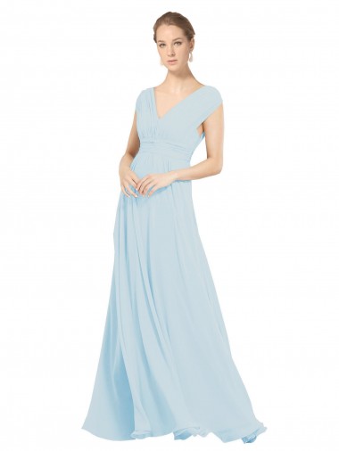 Outlet Trapèze Col V Mousseline Longue Robes demoiselle d'honneur