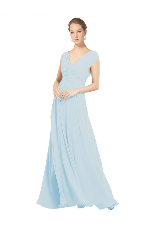Outlet Trapèze Col V Mousseline Longue Robes demoiselle d'honneur
