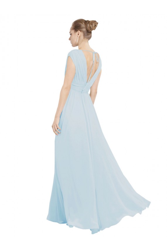 Outlet Trapèze Col V Mousseline Longue Robes demoiselle d'honneur
