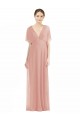 Outlet Trapèze Col V Mousseline Longue Robes demoiselle d'honneur