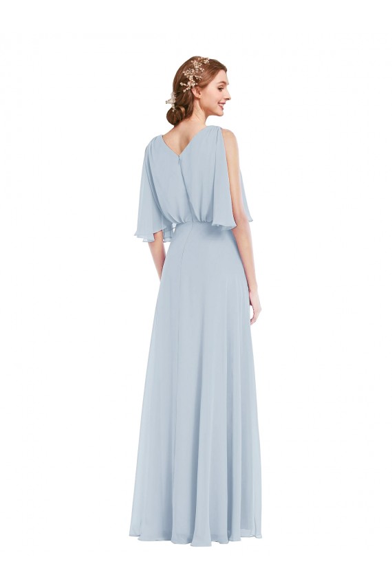 Outlet Trapèze Col V Mousseline Longue Robes demoiselle d'honneur