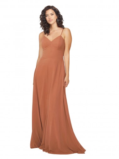 Outlet Trapèze Col V Mousseline Longue Robes demoiselle d'honneur