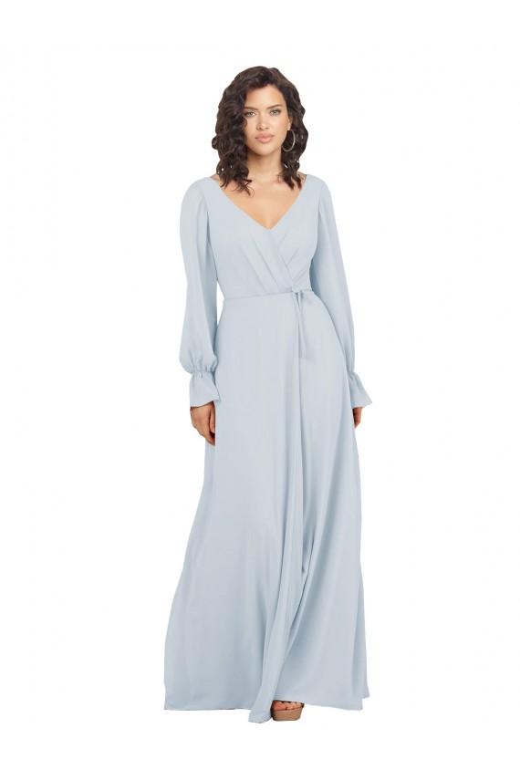 Outlet Trapèze Col V Mousseline Longue Robes demoiselle d'honneur