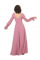 Outlet Trapèze Col V Mousseline Longue Robes demoiselle d'honneur