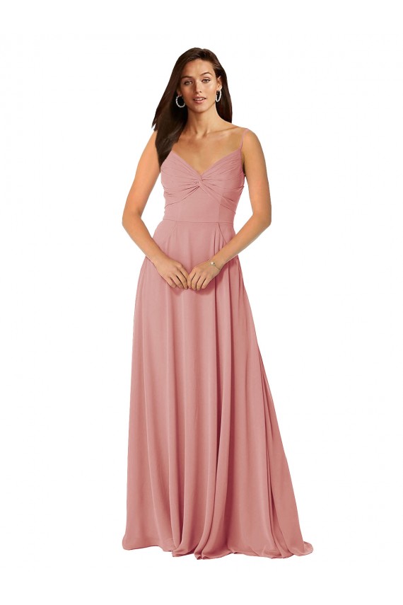 Outlet Trapèze Col V Mousseline Longue Robes demoiselle d'honneur