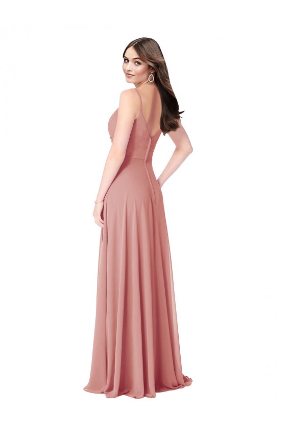 Outlet Trapèze Col V Mousseline Longue Robes demoiselle d'honneur
