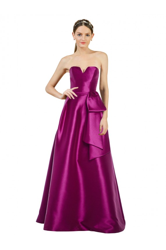Outlet Trapèze Col V Satiné Longue Robes demoiselle d'honneur / Robes de bal