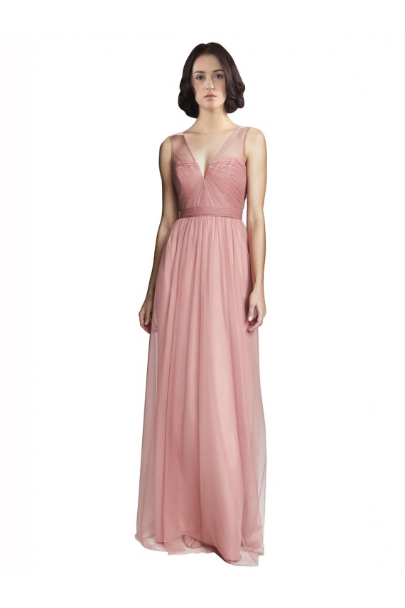 Outlet Trapèze Col V Tulle Longue Robes demoiselle d'honneur
