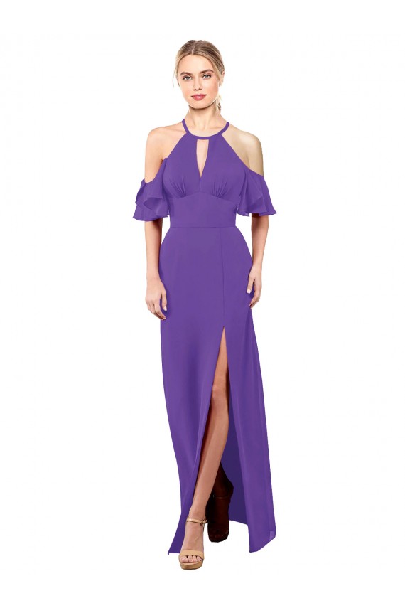 Outlet Trapèze Licou Mousseline Longue Robes demoiselle d'honneur