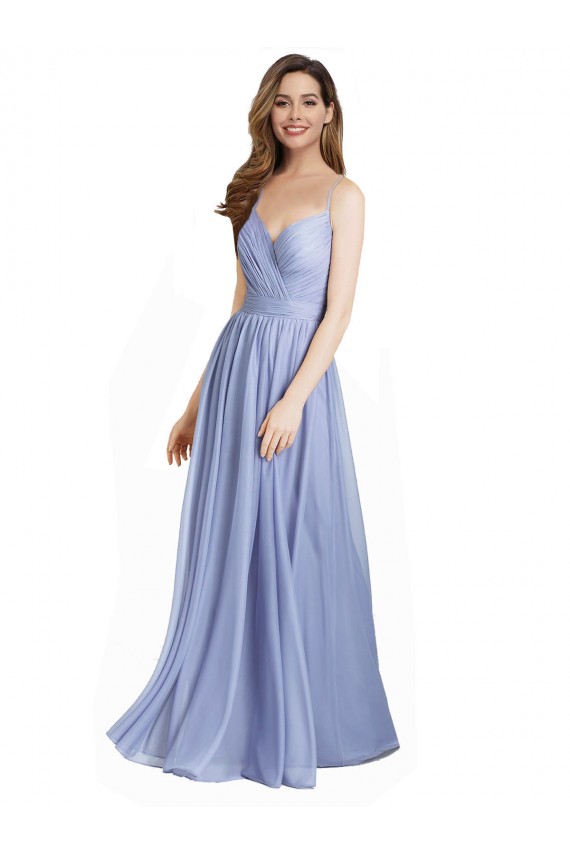 Outlet Trapèze Mousseline Dentelle Longue Robes demoiselle d'honneur