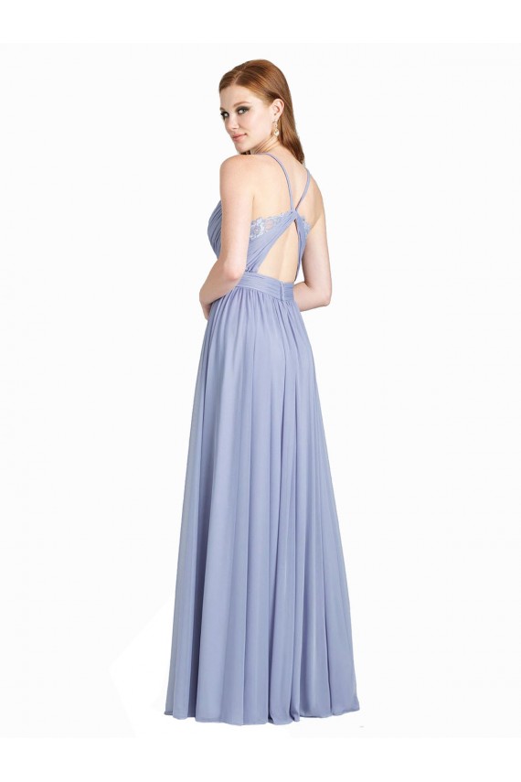 Outlet Trapèze Mousseline Dentelle Longue Robes demoiselle d'honneur