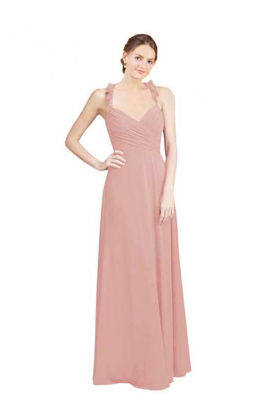 Outlet Trapèze Mousseline Longue Robes demoiselle d'honneur