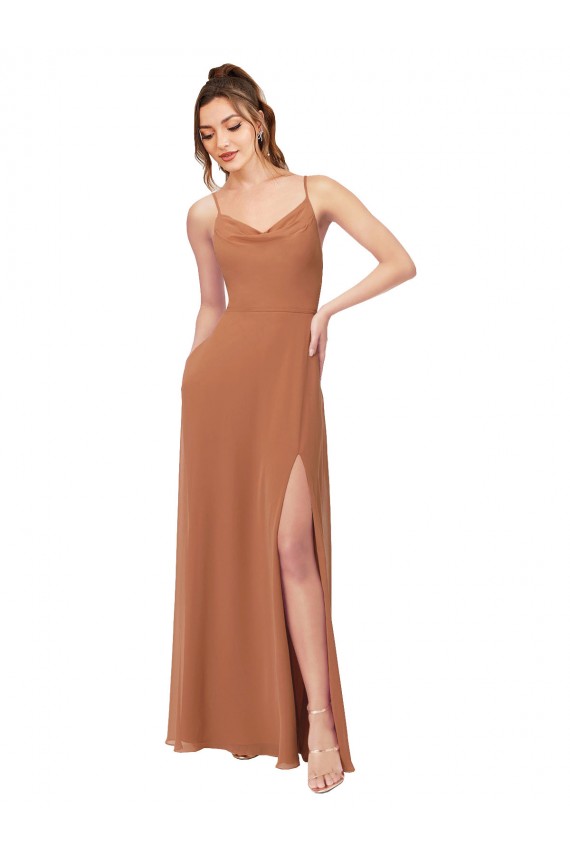 Outlet Trapèze Mousseline Longue Robes demoiselle d'honneur