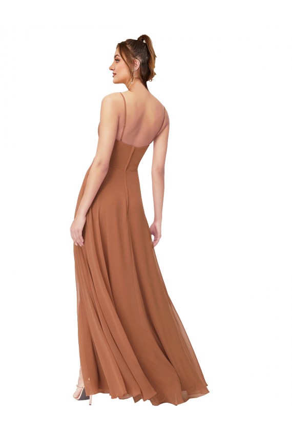 Outlet Trapèze Mousseline Longue Robes demoiselle d'honneur