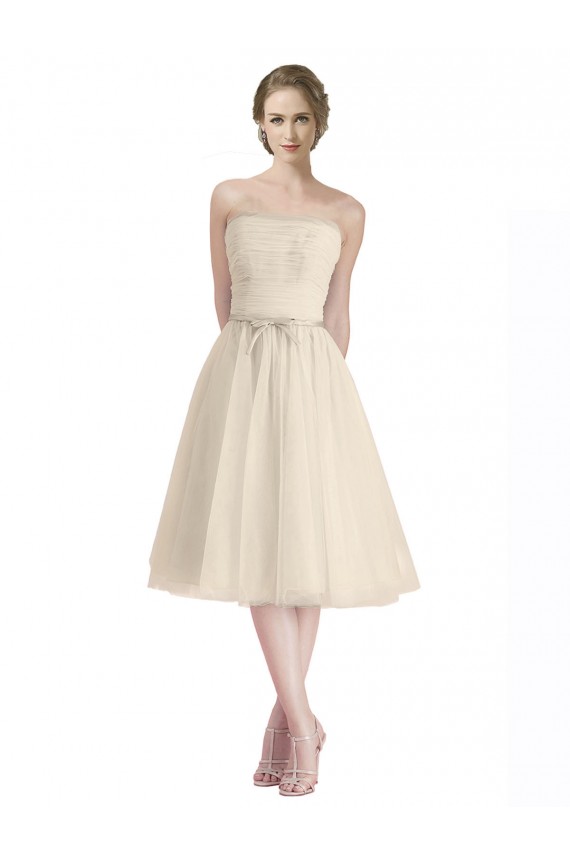 Outlet Trapèze Sans bretelle Tulle Courte Robes demoiselle d'honneur / Robes de cocktail