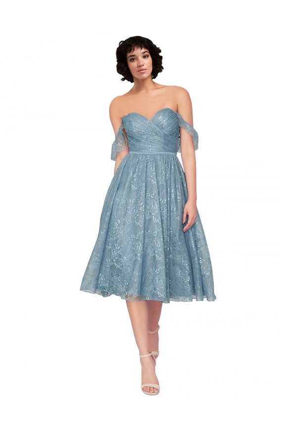 Outlet Trapèze Épaule Dénudée Dentelle Courte Robes demoiselle d'honneur / Robes de cocktail