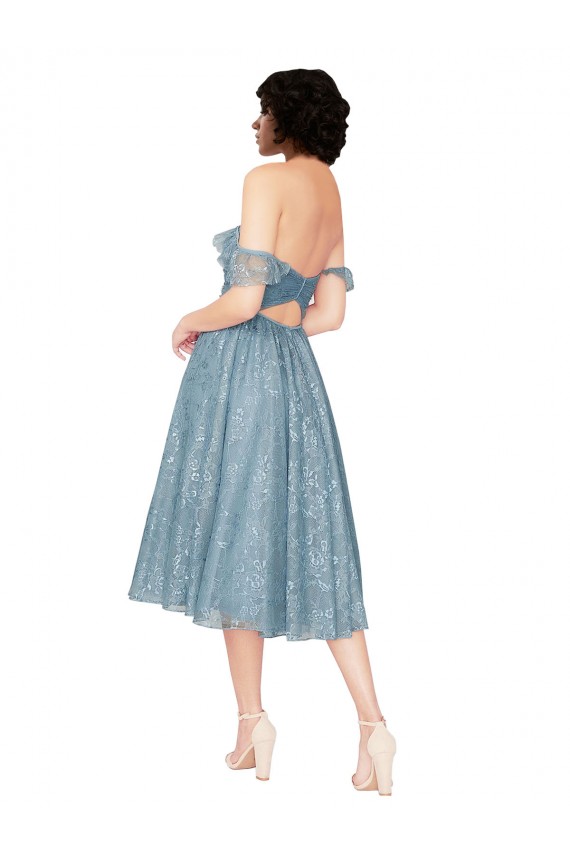 Outlet Trapèze Épaule Dénudée Dentelle Courte Robes demoiselle d'honneur / Robes de cocktail