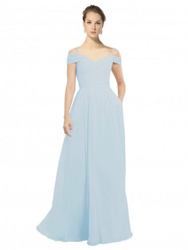 Outlet Trapèze Épaule Dénudée Mousseline Longue Robes demoiselle d'honneur