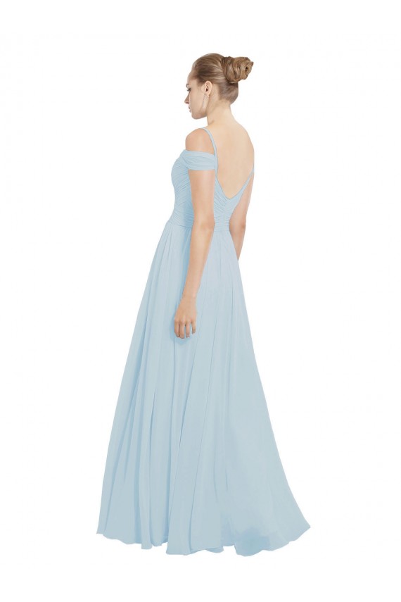 Outlet Trapèze Épaule Dénudée Mousseline Longue Robes demoiselle d'honneur