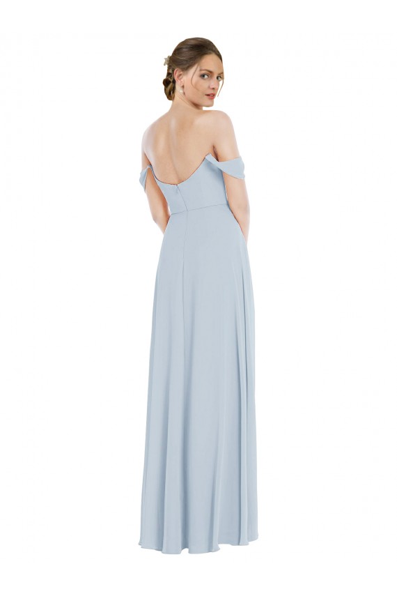 Outlet Trapèze Épaule Dénudée Mousseline Longue Robes demoiselle d'honneur