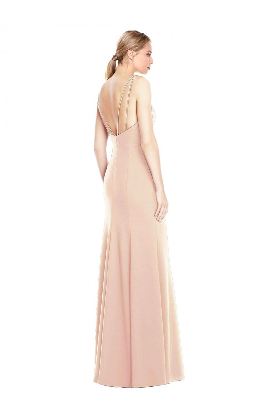 Outlet Trompette Bateau Crêpe Stretch Longue Robes demoiselle d'honneur / Robes de bal